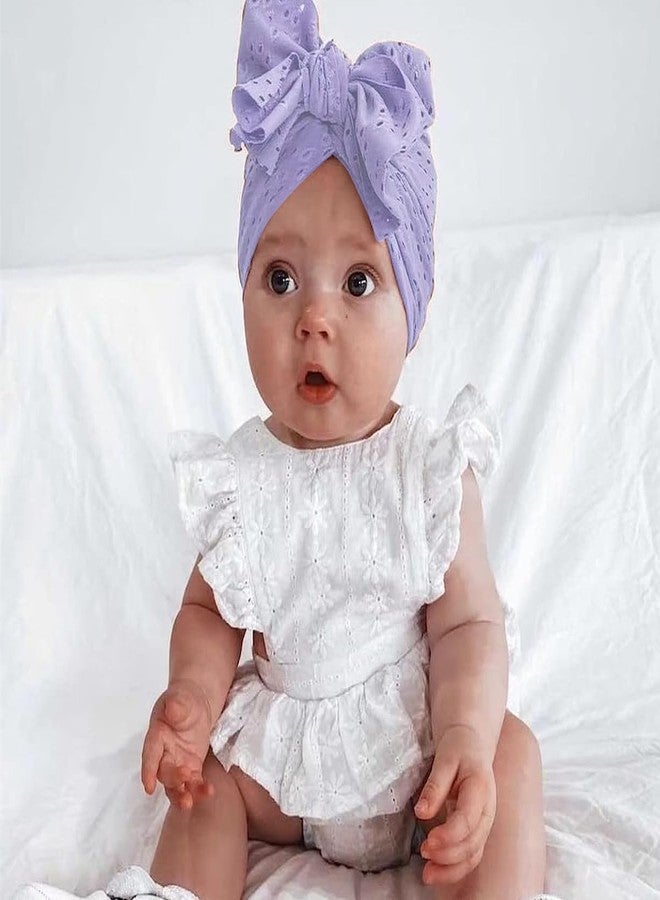 PALAY® 3pcs Baby Cap for 6-12 Months, Soft Baby Turban Cap for Baby Girl Boy, Stretchy Big Bow Baby Caps for Born 0-3 Months, Breathable Lovely Newborns Infant Hat Shower Gifts - Image 5