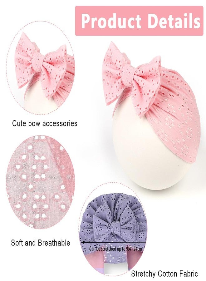 PALAY® 3pcs Baby Cap for 6-12 Months, Soft Baby Turban Cap for Baby Girl Boy, Stretchy Big Bow Baby Caps for Born 0-3 Months, Breathable Lovely Newborns Infant Hat Shower Gifts - Image 3
