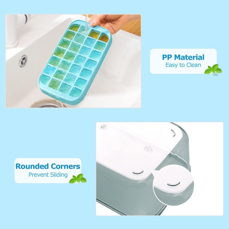 STAR WORK Ice Cube Tray with Lid and Bin,Silicone Molds Comes with Ice Container & Scoop,Ice Cube Bin for Freezer for Cocktail Beer (Sky Blue) - Image 3