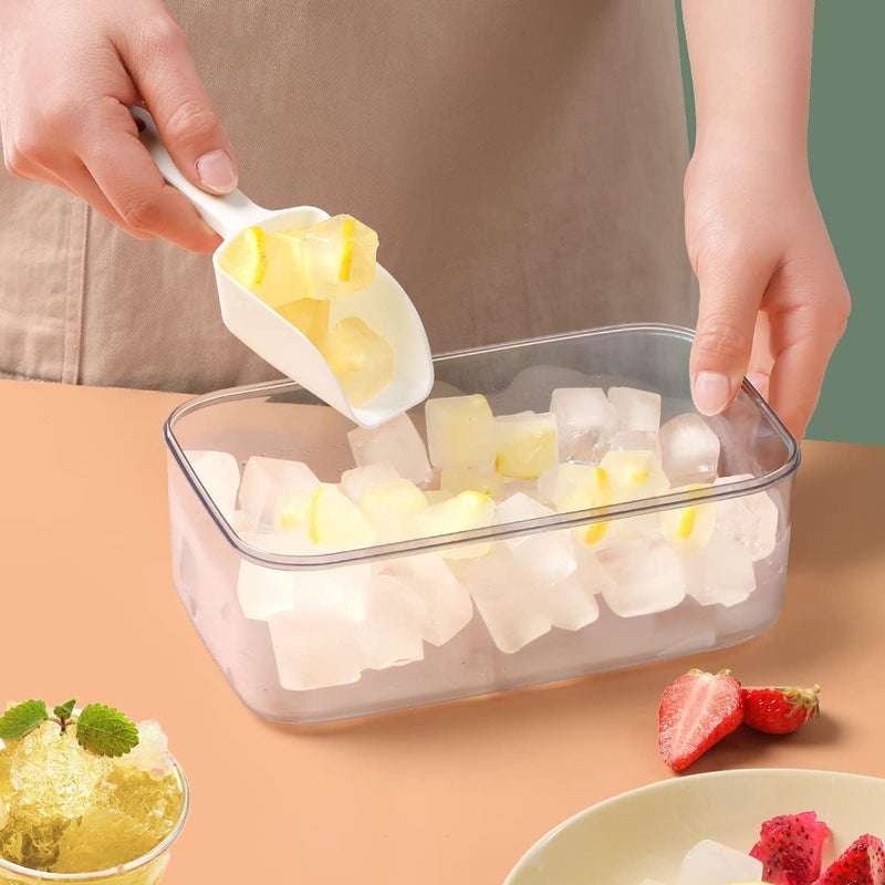 STAR WORK Ice Cube Tray with Lid and Bin,Silicone Molds Comes with Ice Container & Scoop,Ice Cube Bin for Freezer for Cocktail Beer (Sky Blue) - Image 2