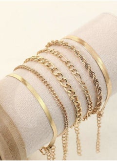 YUCCA 6pcs Fashion Simple Punk Style Cool Color Bracelet Set for Women Daily Wear  - Image 2