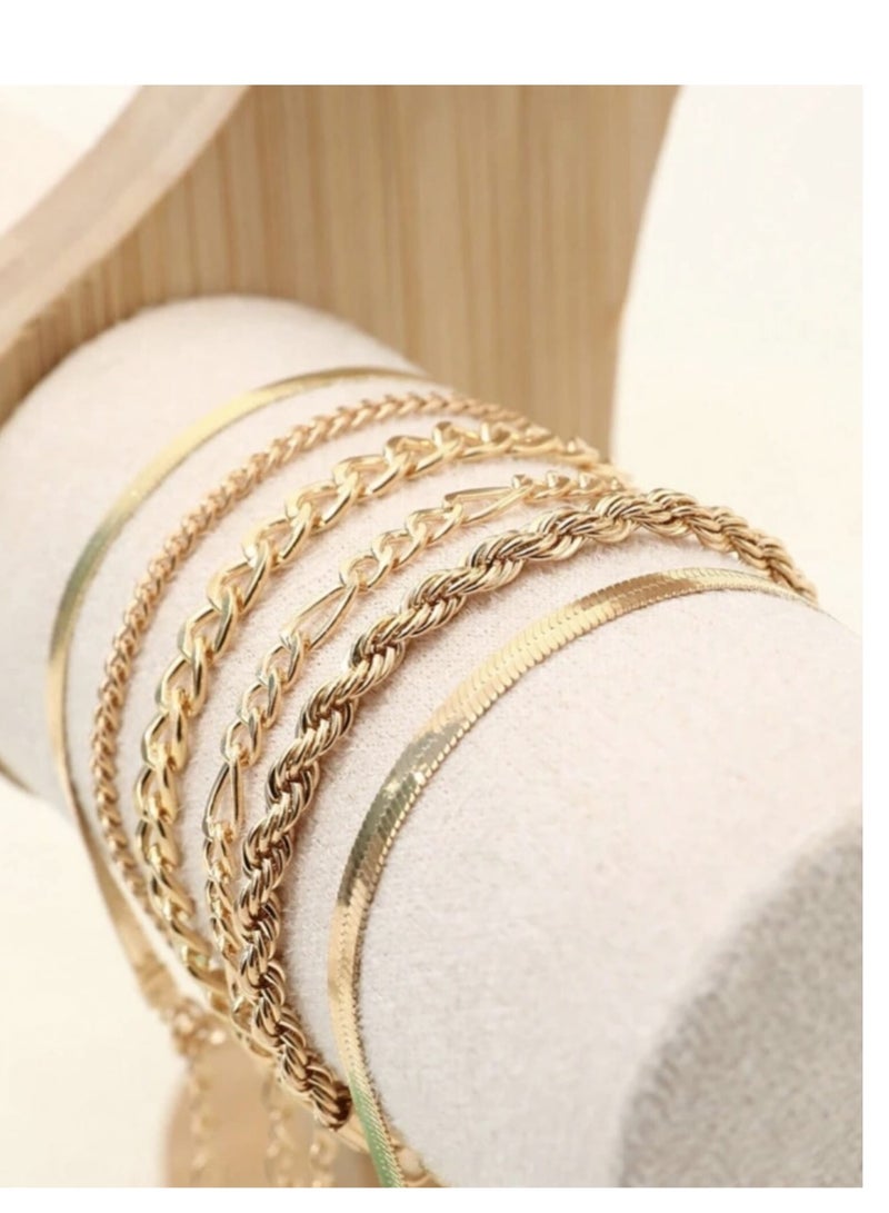 YUCCA 6pcs Fashion Simple Punk Style Cool Color Bracelet Set for Women Daily Wear - Image 4