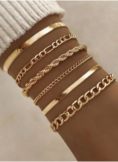 YUCCA 6pcs Fashion Simple Punk Style Cool Color Bracelet Set for Women Daily Wear  - Image 5