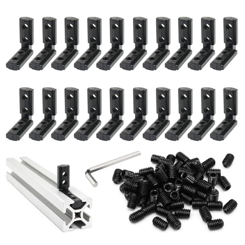 BLCCLOY 20Pcs Black 10 Series Aluminum Extrusion Profiles 1010 Series LShape Interior Corner Connector Joint Bracket with Screws for 1010 1 x 1 1 Inch x 1 Inch Extruded Aluminum Profiles - Image 1