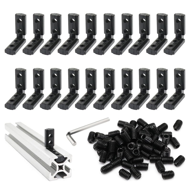 BLCCLOY 20Pcs Black 10 Series Aluminum Extrusion Profiles 1010 Series LShape Interior Corner Connector Joint Bracket with Screws for 1010 1 x 1 1 Inch x 1 Inch Extruded Aluminum Profiles - Image 2