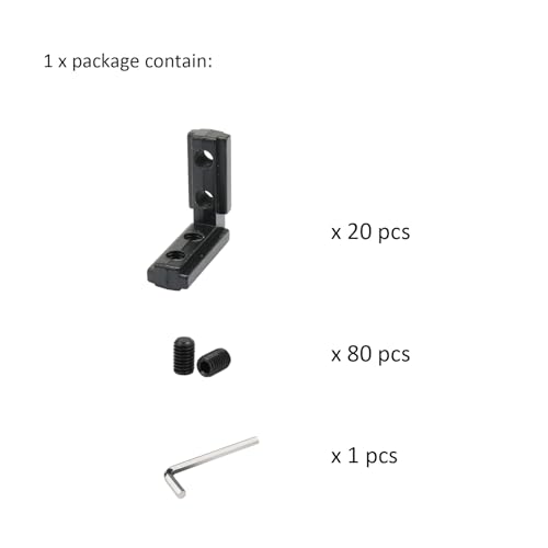 BLCCLOY 20Pcs Black 10 Series Aluminum Extrusion Profiles 1010 Series LShape Interior Corner Connector Joint Bracket with Screws for 1010 1 x 1 1 Inch x 1 Inch Extruded Aluminum Profiles - Image 3