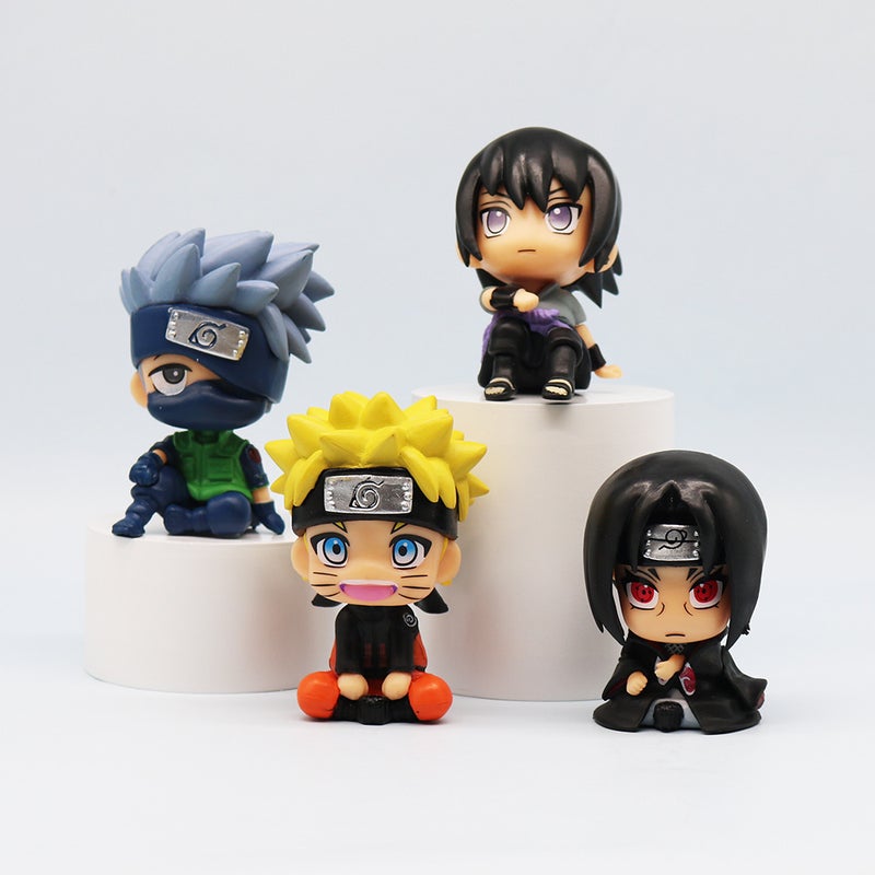 Naruto Shippuden Chibi Sitting Figures - Naruto, Kakashi, Sasuke, Itachi - PVC Car Decor Anime Model - Image 2