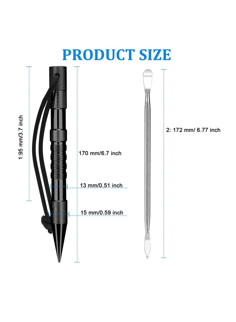 13 Pieces Paracord FID Set Stainless Steel Knotter Tools Marlinspike Set Paracord Stitching Lacing Stitching Needles and Smoothing Tool Knotter Tools for Leather or Paracord Work (Black) - Image 3