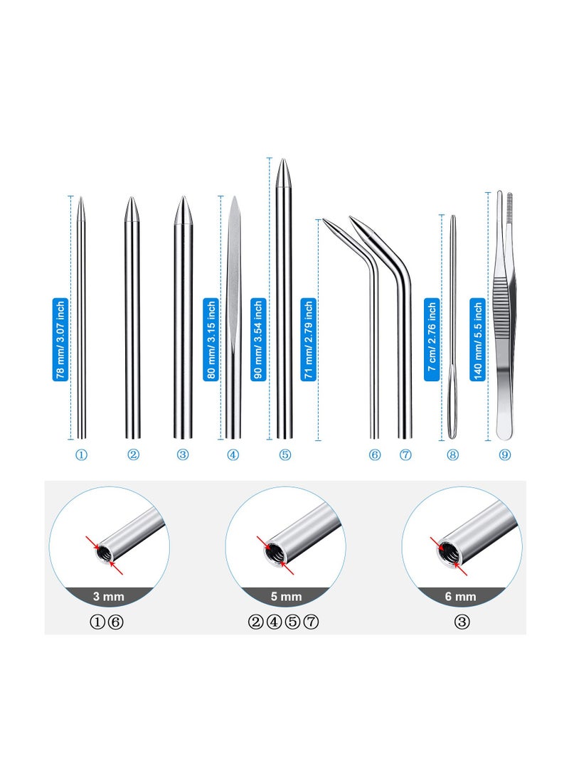 13 Pieces Paracord FID Set Stainless Steel Knotter Tools Marlinspike Set Paracord Stitching Lacing Stitching Needles and Smoothing Tool Knotter Tools for Leather or Paracord Work (Black) - Image 2