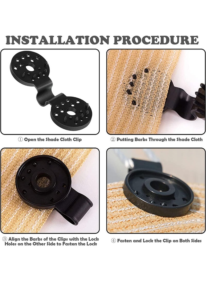 20 قطعة من قماش التظليل بمقبض قفل شديد التحمل، مشابك بلاستيكية من قماش التظليل، مقبض مشبك مظلة مقاوم للرياح، مشابك بلاستيكية سوداء مستديرة لشبكة التظليل من الشمس، ملحقات مشابك خيمة قابلة لإعادة الاستخدام للتخييم - Image 4