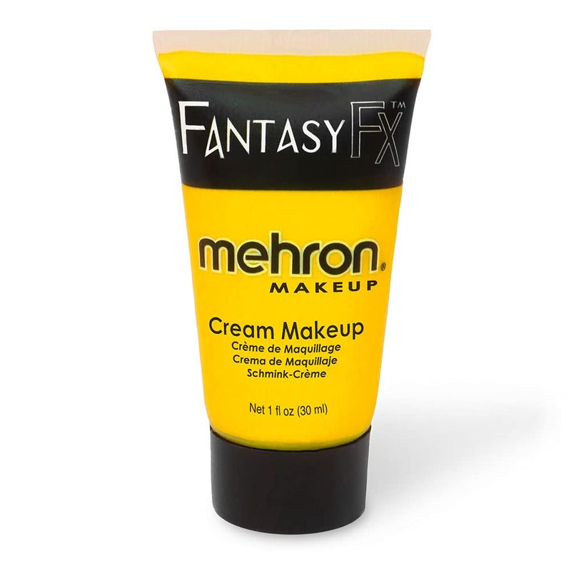 Mehron Makeup Fantasy FX Cream Makeup | Water Based | Halloween | Yellow Face & Body Paint For Adults 1 fl oz (30ml) (YELLOW) - Image 1