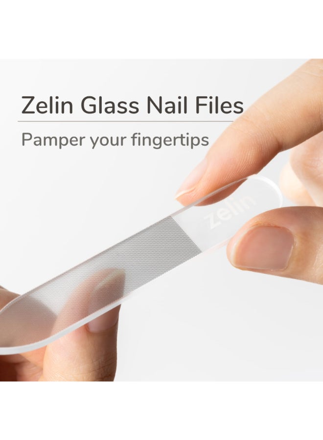 zelin Premium Glass Nail File for Natural Nails with Leather Case 3 Pcs SingleSided Crystal Nail Files for Stronger Smoother Nails Reusable Manicure Tool Ideal Valentines Day Gifts for Her - Image 4