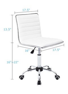 Mahmayi Mahmayi White Leather Swivel Executive Chair Stylish Ribbed Mid Back Design Ideal for Office, Home and Workspace  - Image 3