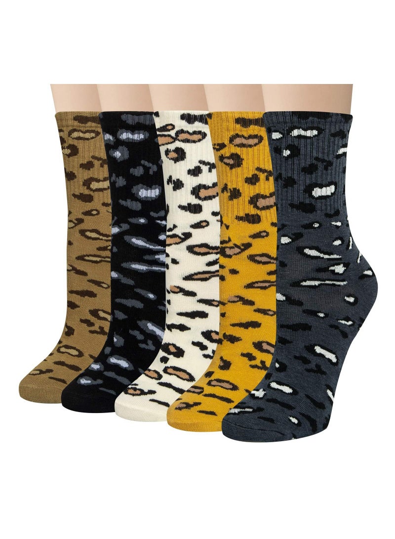 KASTWAVE Women's Socks, Pure Cotton Ankle Socks, Warm Breathable Funny Novelty Dog Patterned Animal Socks Athletic Anti-Slip Warm Socks 5 Packs - Image 1