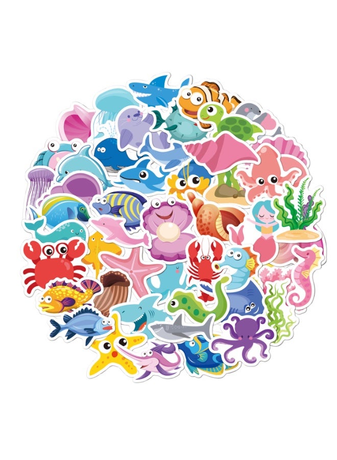 50PCS Ocean Mini Size Stickers Water Bottles Stickers Vinyl for Phone Laptop Luggage for Kids Teens Adults - Image 1