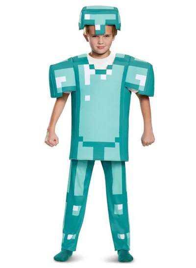دسغايز Armor Deluxe Minecraft Costume, Blue Diamond Armor Dress-Up Outfit for Halloween & Cosplay
