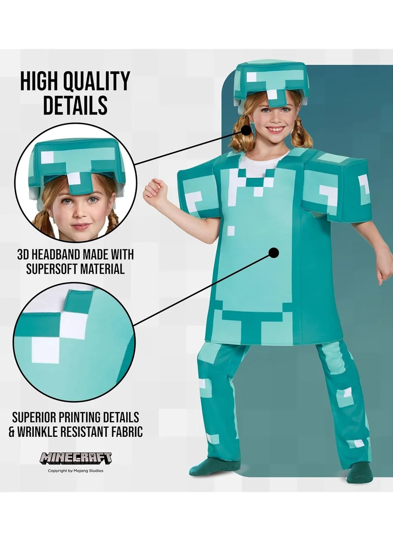 دسغايز Armor Deluxe Minecraft Costume, Blue Diamond Armor Dress-Up Outfit for Halloween & Cosplay