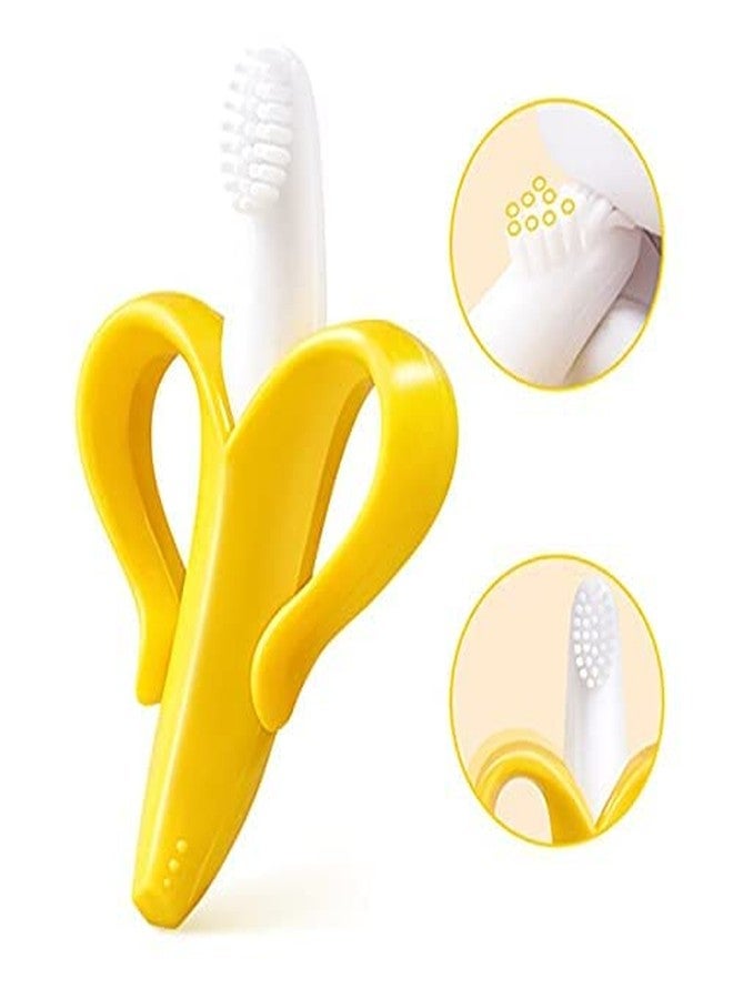 Roforuf Silicone Reusable Baby Banana Teether & Infant Toothbrush 1 pc & Silicone Baby Finger Manual Toothbrush with Back Side toung Cleaner 1 pc (Pack of 2) - Image 2