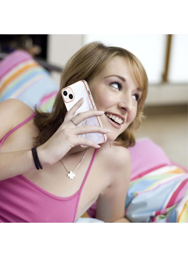 اس-توب جراب لهاتف iPhone 14 Plus بنمط رخامي مطلي بالكهرباء، جراب هاتف IMD TPU مقاوم للصدمات من الجانبين - Image 5