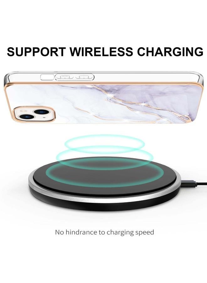 اس-توب جراب لهاتف iPhone 14 Plus بنمط رخامي مطلي بالكهرباء، جراب هاتف IMD TPU مقاوم للصدمات من الجانبين - Image 3