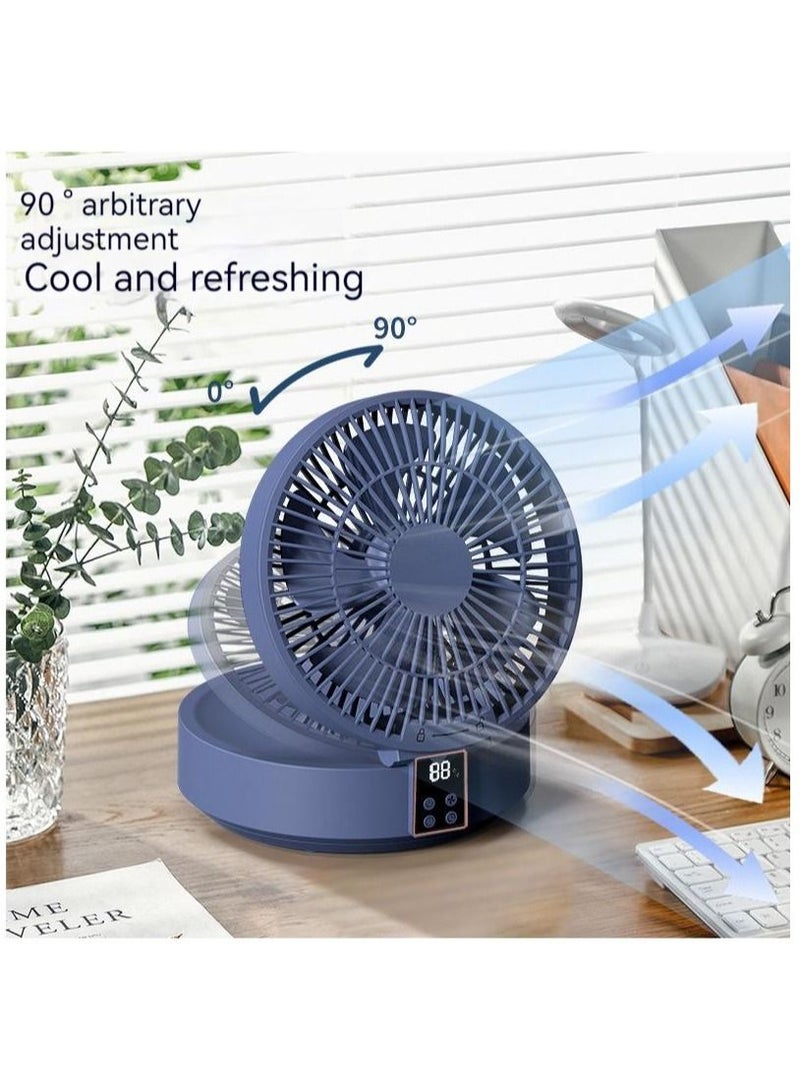 مروحة طاولة USB 90 درجة دوران أزرق - Image 2