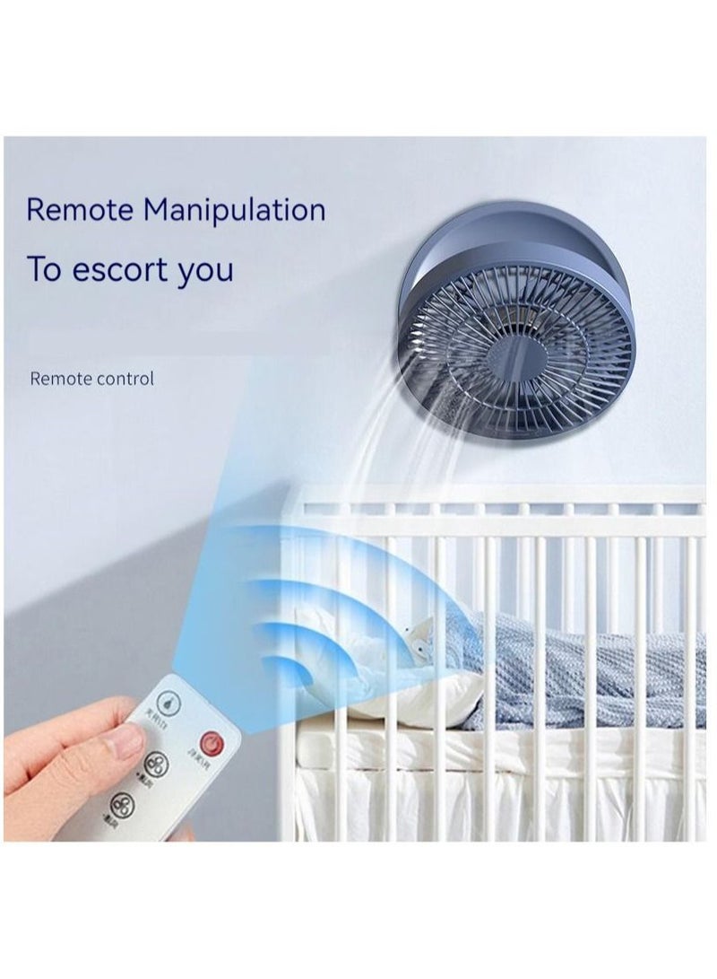 مروحة طاولة USB 90 درجة دوران أزرق - Image 3