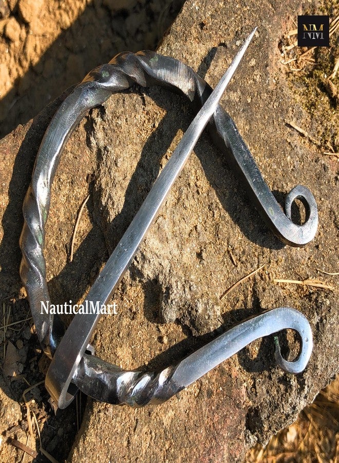 نوتيكال مارت بروش نوتيكال مارت شبه حلقي مصنوع يدويًا - دبوس عباءة من العصور الوسطى أصيل لعشاق مجوهرات الفايكنج، دبوس وشاح سلتيك بتصميم مشبك عباءة نورسي، مثالي لمجوهرات أزياء عصر النهضة - Image 4