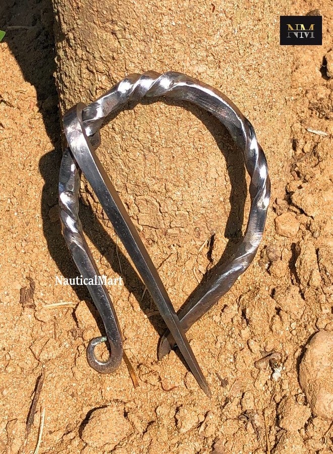 نوتيكال مارت بروش نوتيكال مارت شبه حلقي مصنوع يدويًا - دبوس عباءة من العصور الوسطى أصيل لعشاق مجوهرات الفايكنج، دبوس وشاح سلتيك بتصميم مشبك عباءة نورسي، مثالي لمجوهرات أزياء عصر النهضة - Image 2