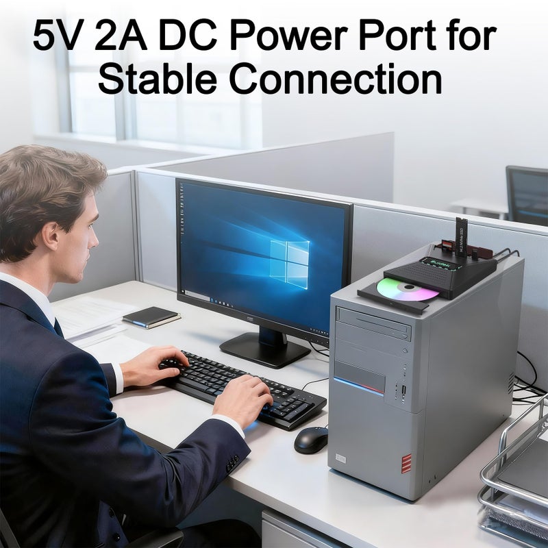 SUIDEK External CD DVD Drive for Laptop, 7 in 1 Portable CD DVD +/-RW Burner Reader with M.2 NVMe Interface,SD/Micro SD Card Slots and USB A Type C 2.0, Compatible with Laptop PC Mac Windows Linux - Image 5