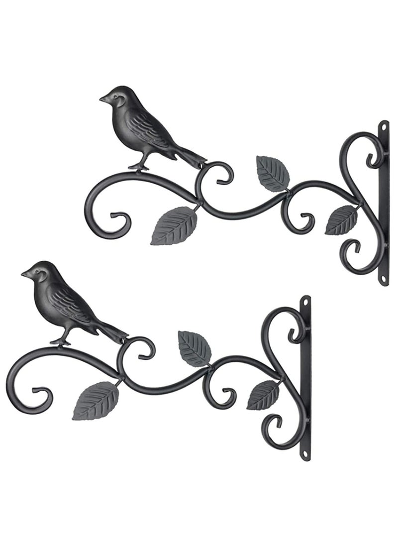 Generic 2 Pack Black Cast Iron Bird Design Wall Hook Hangers for Plants, Baskets, and Decor, Easy to Install with Screws and Rubber Plugs -1.81 x 7.87 x 0.79 inches  - Image 1