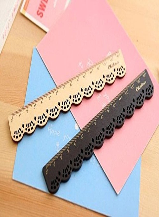 Luzen 8 Pieces Lace Wood Ruler Student Rulers Office Measuring Ruler (6 Inch and 15 cm) - Image 3