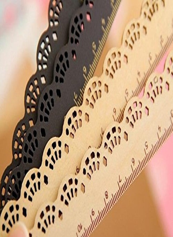 Luzen 8 Pieces Lace Wood Ruler Student Rulers Office Measuring Ruler (6 Inch and 15 cm) - Image 2
