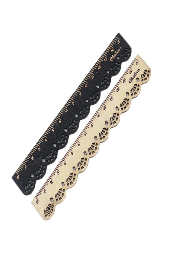 Luzen 8 Pieces Lace Wood Ruler Student Rulers Office Measuring Ruler (6 Inch and 15 cm) - Image 1