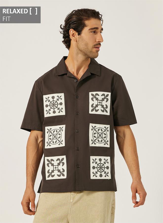 Styli Printed Relaxed Fit Spread Collar Shirt  - Image 1