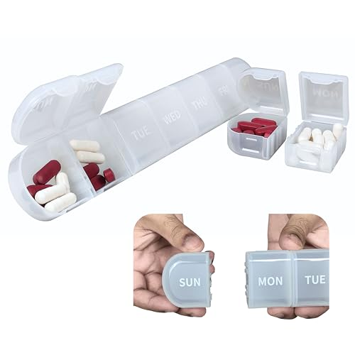 POPCUBE Weekly Pill Organizer, 7-Day Pill Box, Portable Daily Pill Case with Large Compartments, Travel Pill Container for Supplements (White-7 Compartment) - Image 1