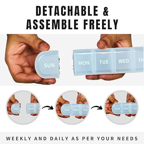 POPCUBE Weekly Pill Organizer, 7-Day Pill Box, Portable Daily Pill Case with Large Compartments, Travel Pill Container for Supplements (White-7 Compartment) - Image 2