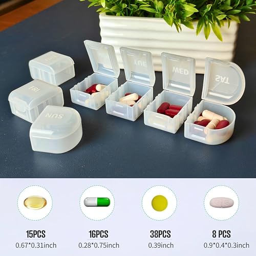 POPCUBE Weekly Pill Organizer, 7-Day Pill Box, Portable Daily Pill Case with Large Compartments, Travel Pill Container for Supplements (White-7 Compartment) - Image 3