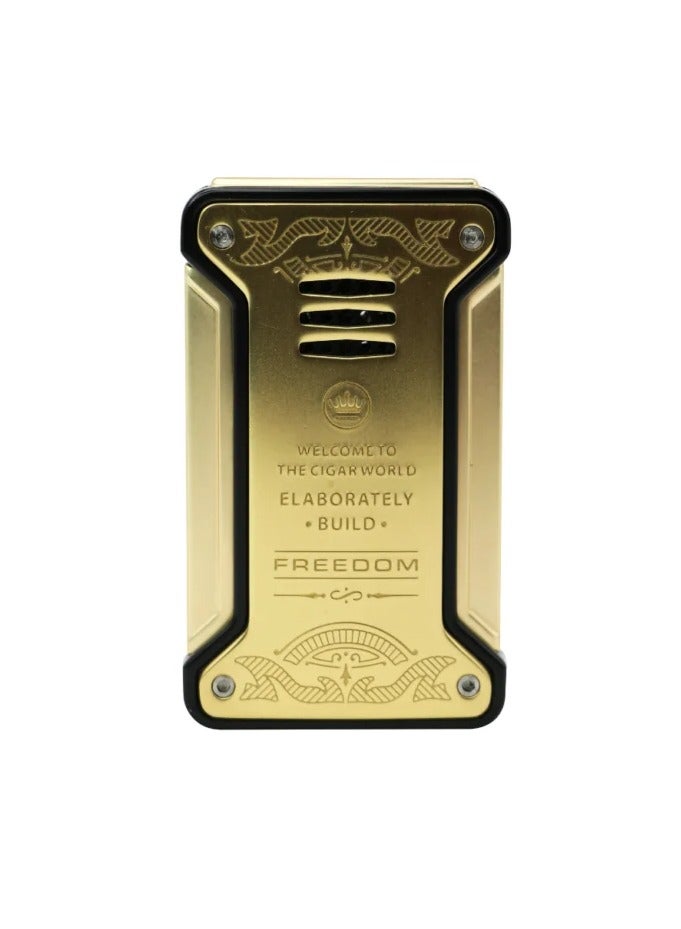 JiFENG Triple Jet Flame Metal Torch Lighter – Refillable Butane – Silver – Windproof - Image 1