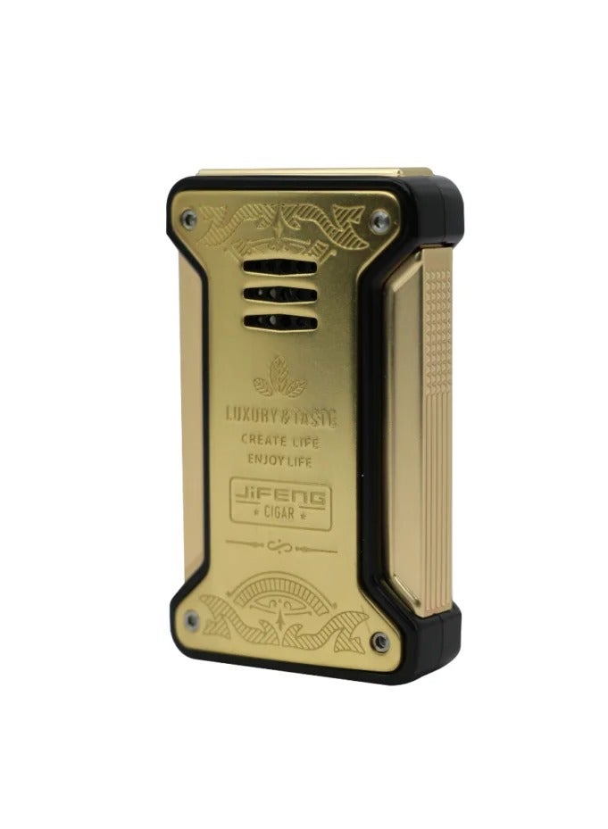JiFENG Triple Jet Flame Metal Torch Lighter – Refillable Butane – Silver – Windproof - Image 2