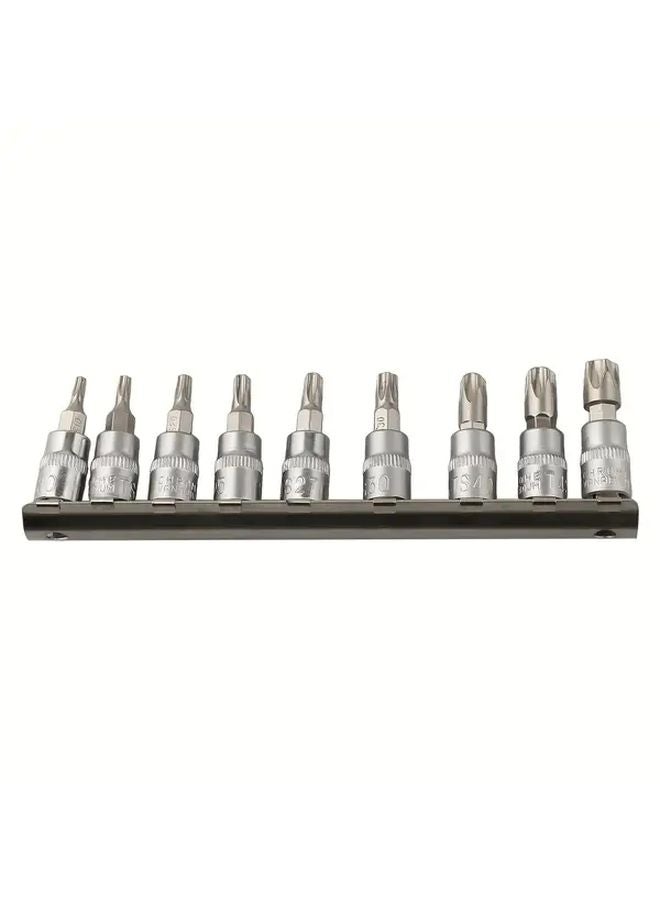 9Pcs Inner Five Flower 5 Point Hollow Star Bit Screwdriver Head Socket Set - Image 1