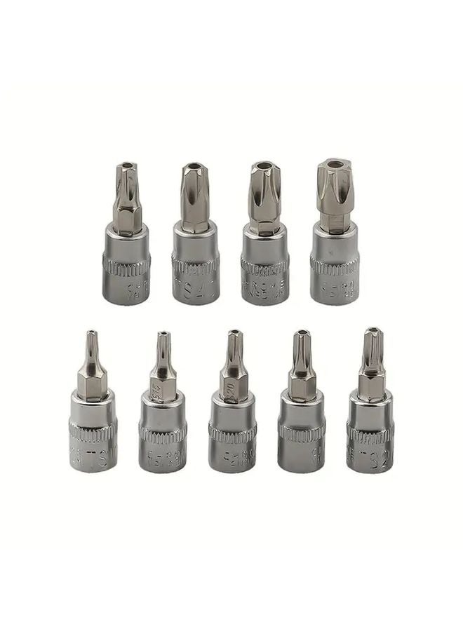 9Pcs Inner Five Flower 5 Point Hollow Star Bit Screwdriver Head Socket Set - Image 4