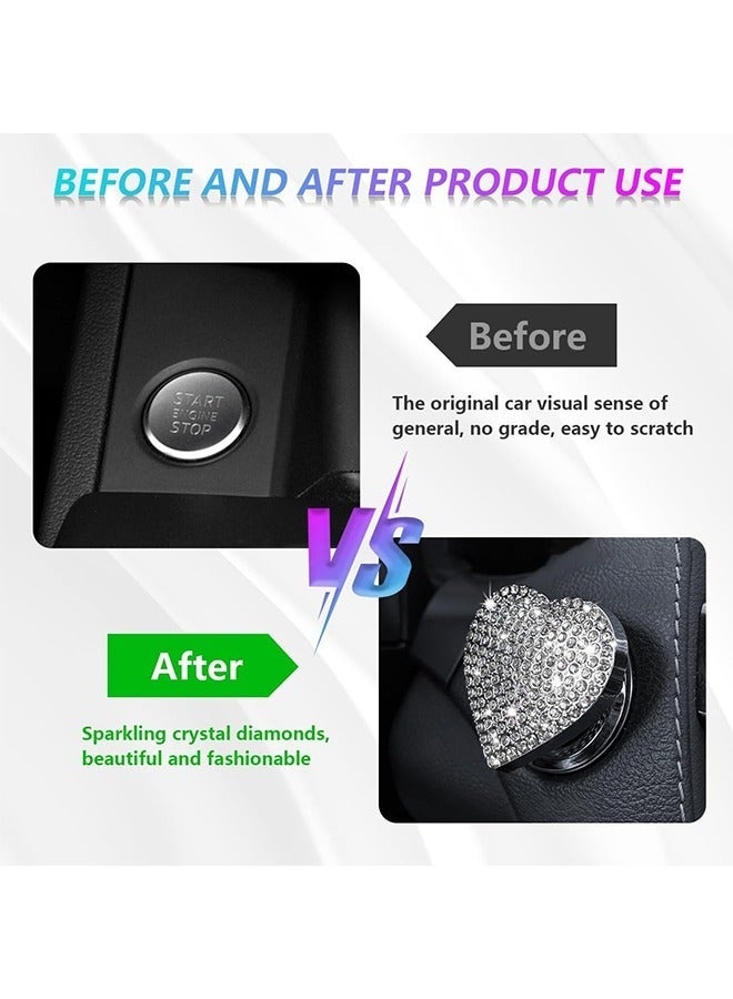 Bukela Car Engine Start Button Cover, Heart Shape Diamond Push Start Button Sticker, Sparkly Rhinestone Ignition Button Decal, Interior Decor Car Accessories for Women Girls - Image 3