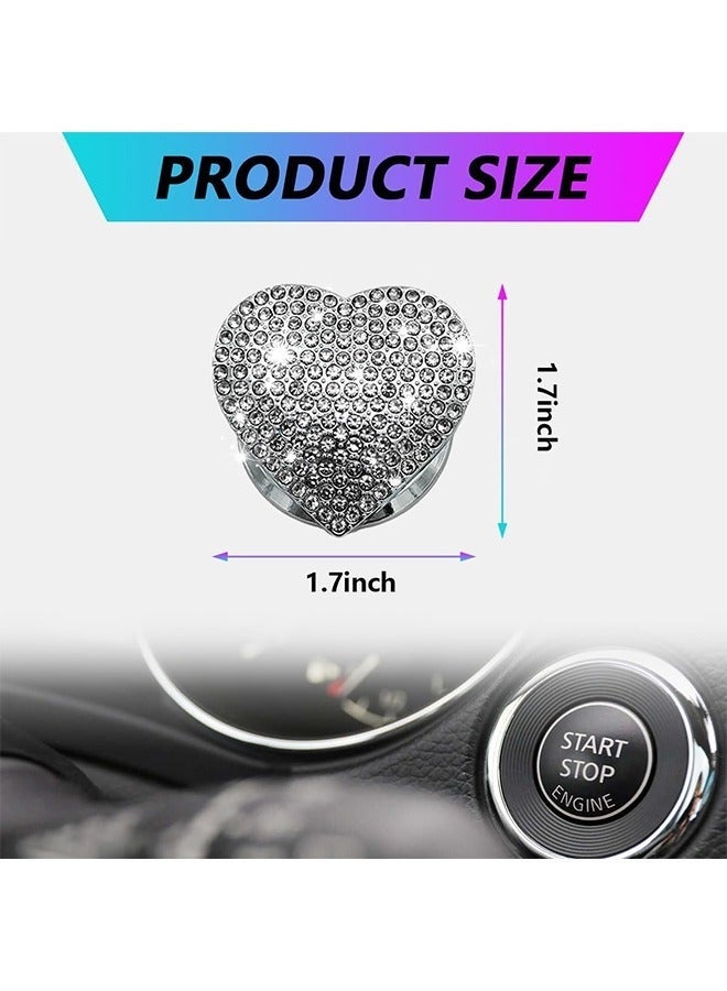 Bukela Car Engine Start Button Cover, Heart Shape Diamond Push Start Button Sticker, Sparkly Rhinestone Ignition Button Decal, Interior Decor Car Accessories for Women Girls - Image 5