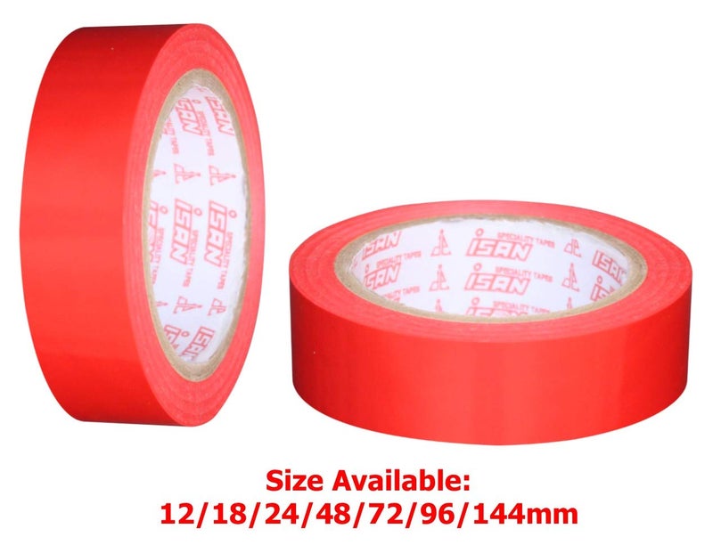 ISAN شريط تحديد الأرضية الفينيل الأحمر ® بعرض 24 مم (تقريبًا 1 بوصة) وطول 17 م، شريط PVC غير كاشط (12 قطعة) - Image 2