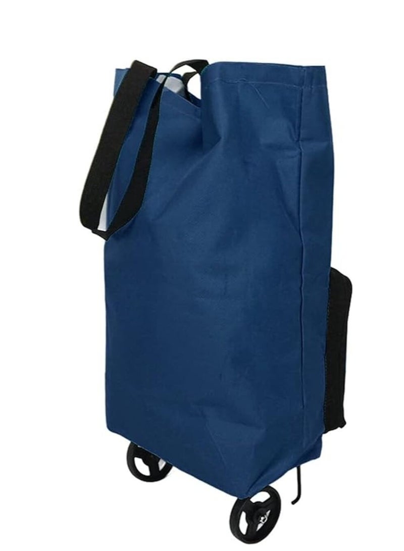 Foldable Shopping Cart, Collapsible Two-Stage Zipper Grocery Cart with Wheels Shopping Bag, Multifunction Telescopic Storage Bag