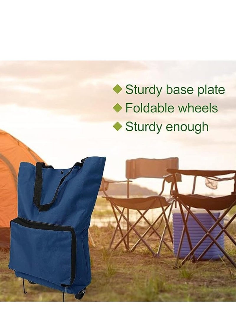 Tanyaz Foldable Shopping Cart, Collapsible Two-Stage Zipper Grocery Cart with Wheels Shopping Bag, Multifunction Telescopic Storage Bag  - Image 2
