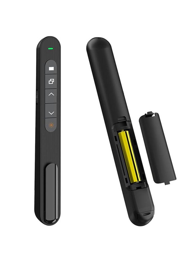 جنرال - جهاز تحكم عن بعد بلا أسلاك بتقنية RF 2.4 جيجاهيرتز، جهاز تحكم لأجهزة العرض بشكل USB، جهاز تحكم لعروض PowerPoint لنظام ماك/Keynote/كمبيوتر/لابتوب/PPT (سن الدبوس الأسود و5 مفاتيح) - Image 1