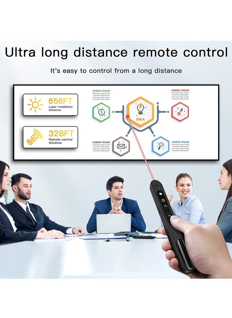 جنرال - جهاز تحكم عن بعد بلا أسلاك بتقنية RF 2.4 جيجاهيرتز، جهاز تحكم لأجهزة العرض بشكل USB، جهاز تحكم لعروض PowerPoint لنظام ماك/Keynote/كمبيوتر/لابتوب/PPT (سن الدبوس الأسود و5 مفاتيح) - Image 1