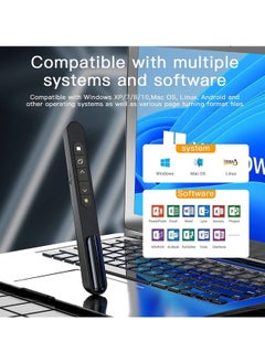جنرال جهاز تحكم عن بعد بلا أسلاك بتقنية RF 2.4 جيجاهيرتز، جهاز تحكم لأجهزة العرض بشكل USB، جهاز تحكم لعروض PowerPoint لنظام ماك/Keynote/كمبيوتر/لابتوب/PPT (سن الدبوس الأسود و5 مفاتيح)  - Image 5