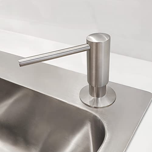 EADOT Brushed Nickel Built in Soap Dispenser for Kitchen Sink with 17 OZ PET Bottle Brass Pump Head Deck Mounted Dish Soap Dispenser - Image 4